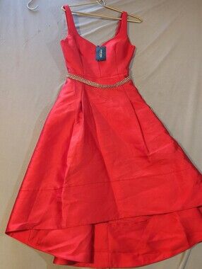 Ever New Red Sleeveless Fit-and-Flare Dress with Embellished Waist